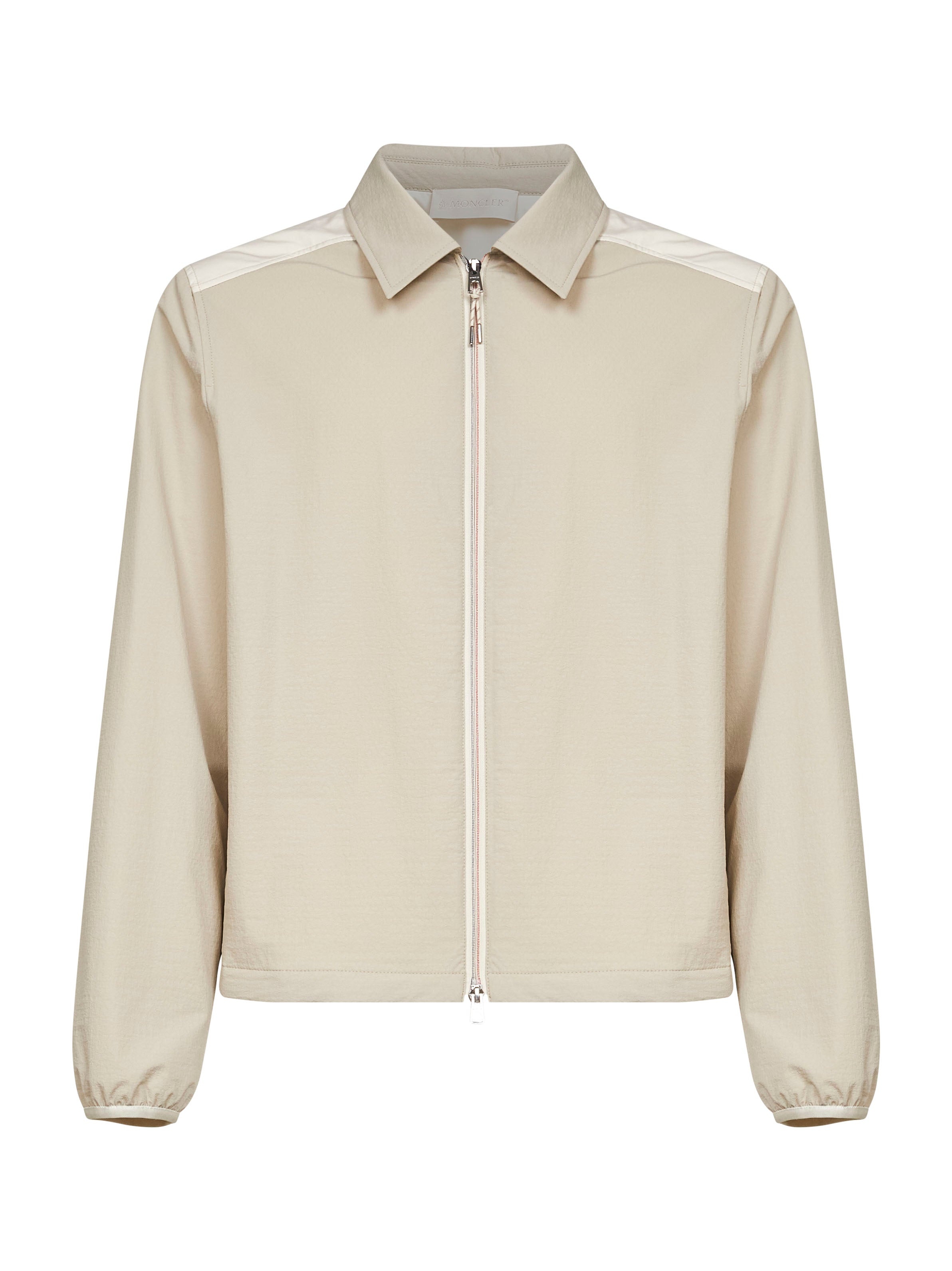 Beige padded seersucker zip-up shirt - 1