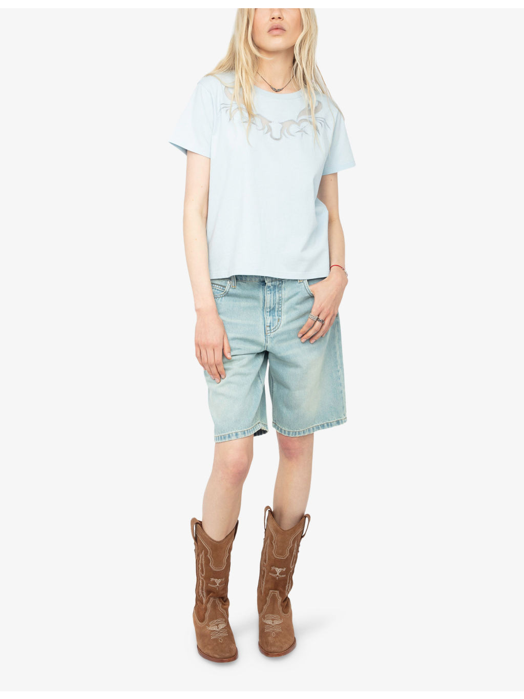 Alys Fishnet-Embroidered Short-Sleeve Cotton T-Shirt - 2