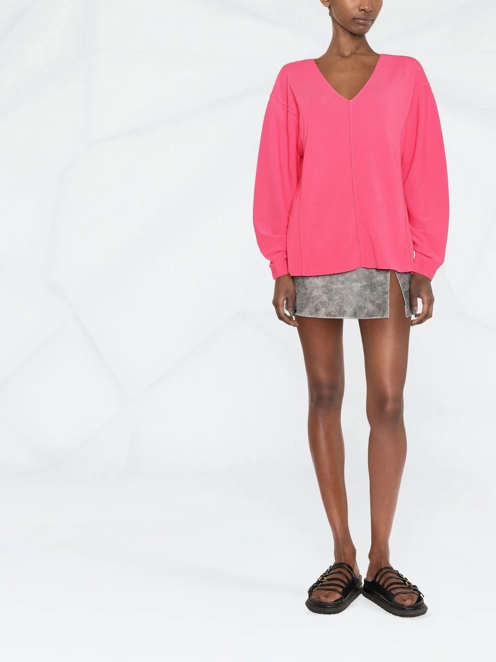 V-neck puff-sleeve jumper - 2