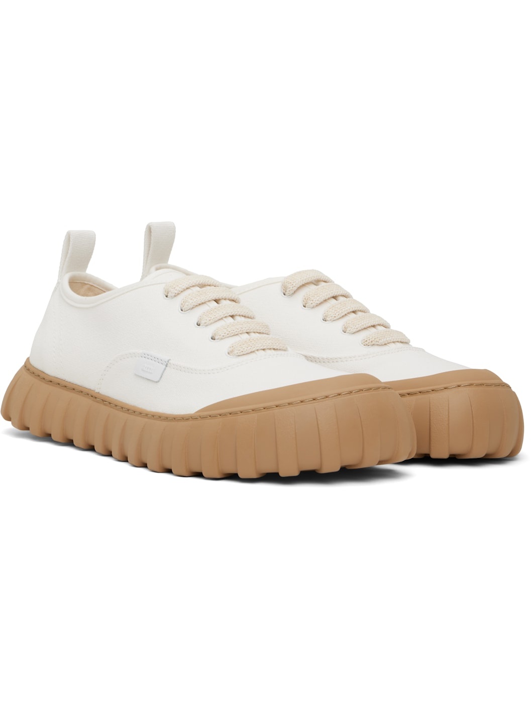 Off-White Cotton Low Top Tempo Canvas Sneakers - 4