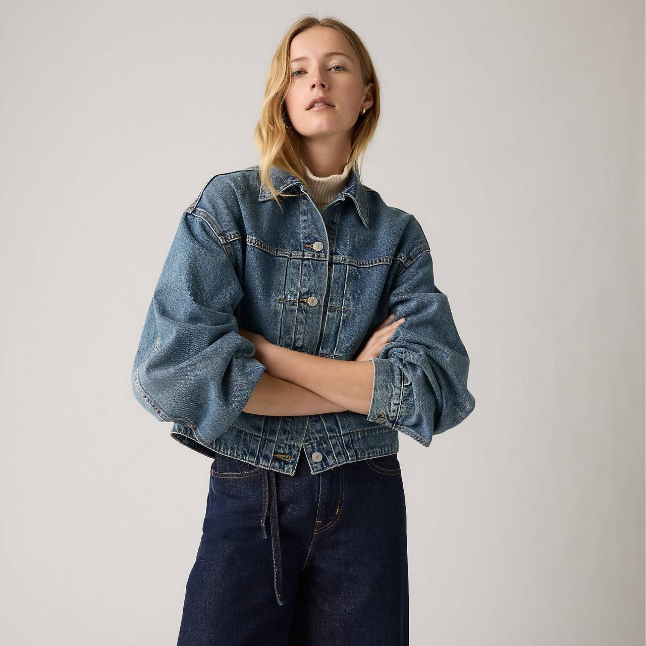 BALLOON SLEEVE TRUCKER JACKET - 3