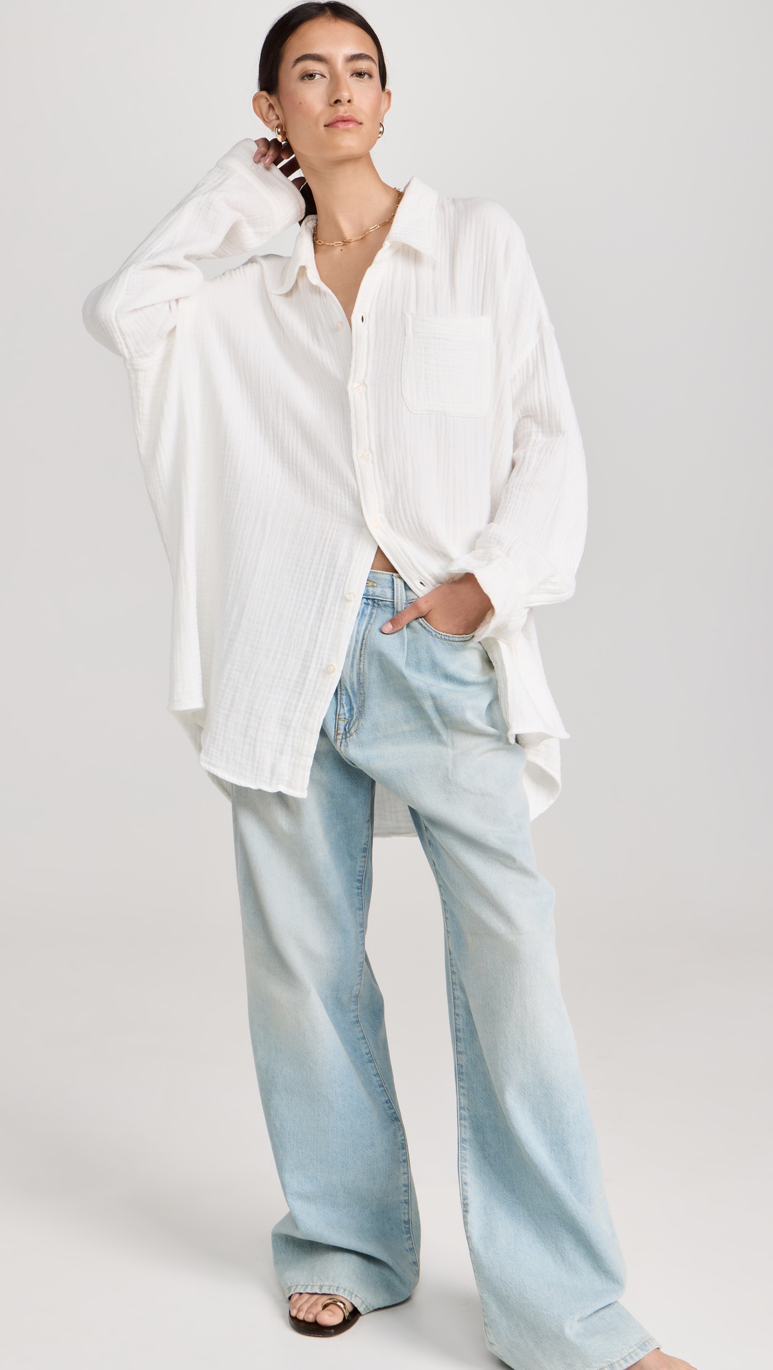 Damon Pleated Wide Leg Jeans - 6