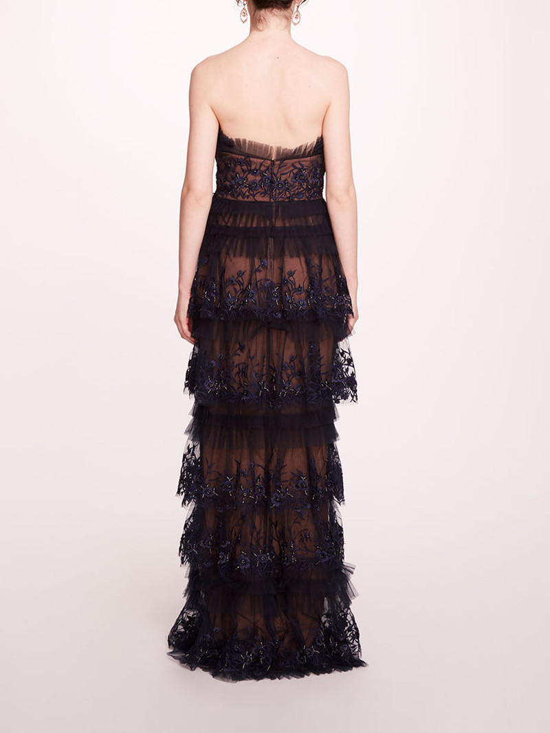 Marchesa TIERED TERRARIUM COLUMN GOWN outlook