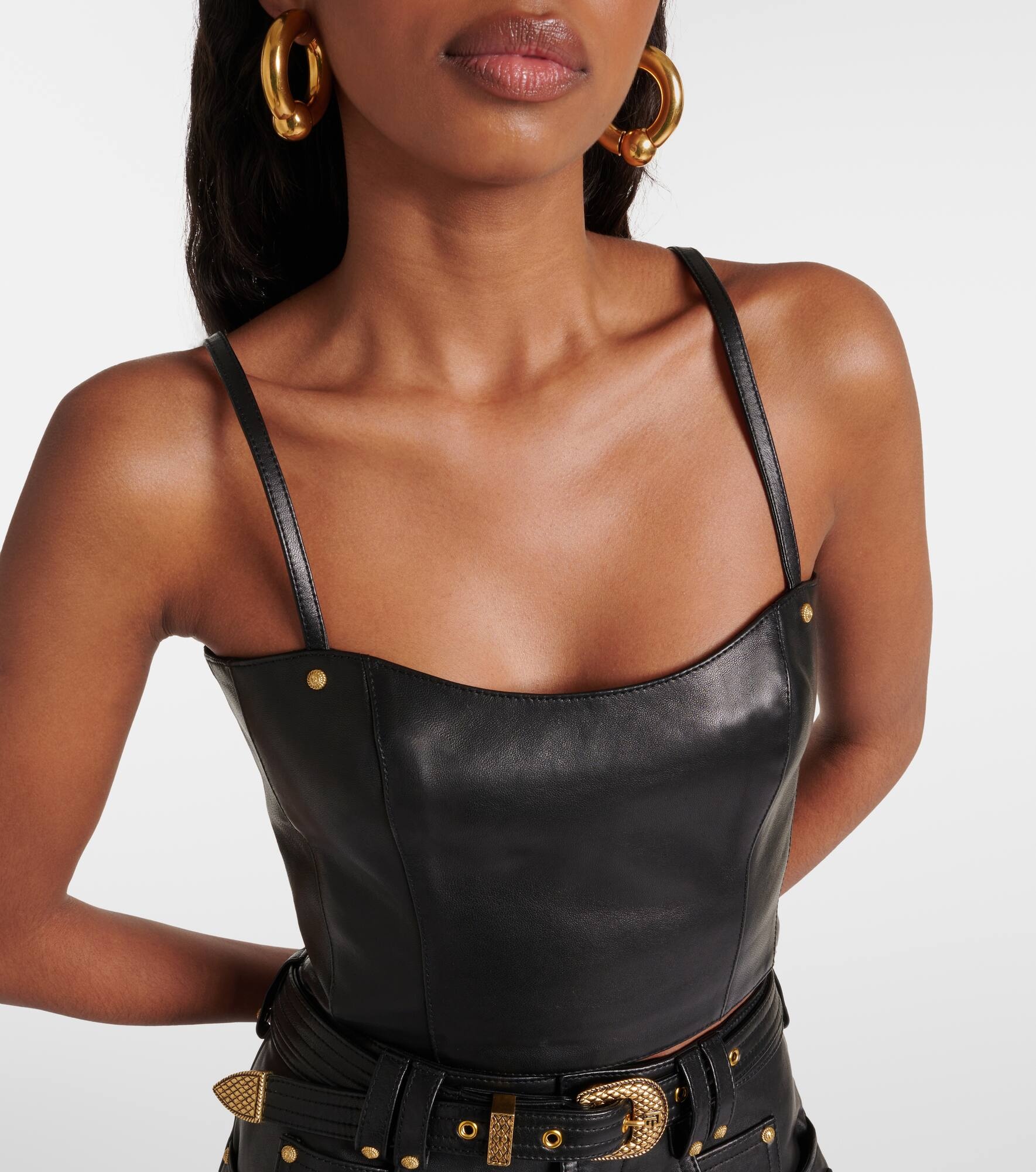 Leather crop top - 4