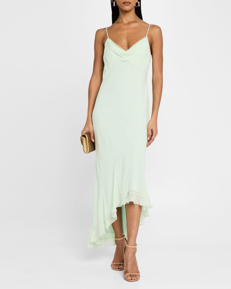 LoveShackFancy Chesley High-Low Slip Dress outlook