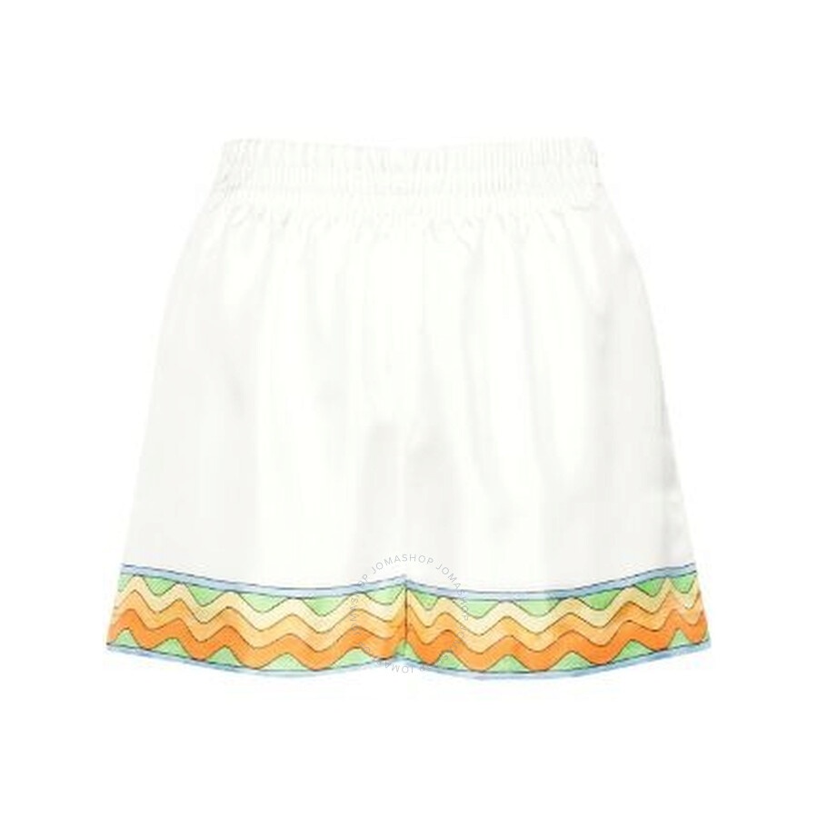 Casablanca Ladies White Afro Cubism Silk Shorts - 1