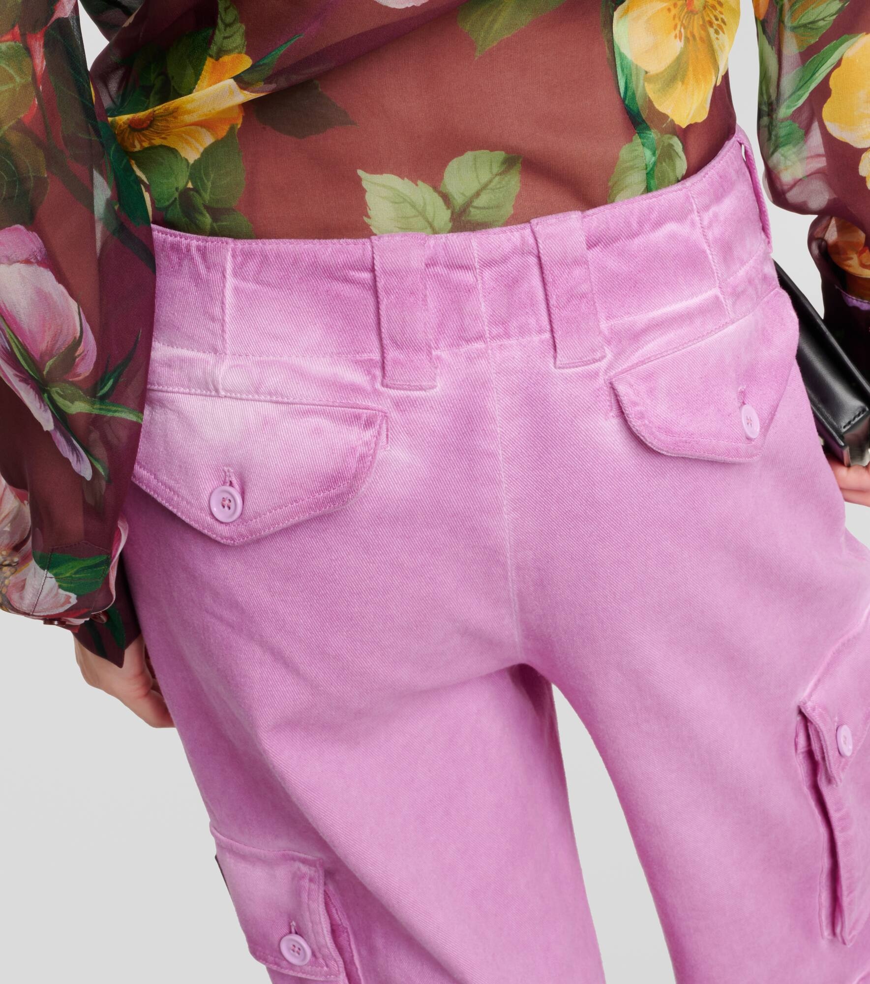 Mid-rise cotton flared cargo pants - 7