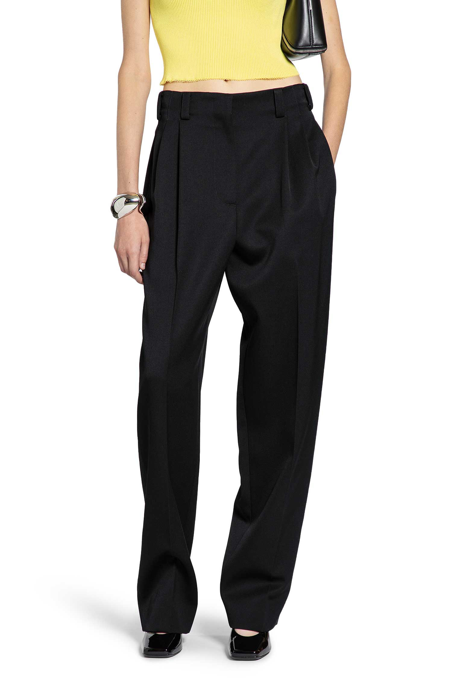Slashed Double Pleat Pants In Wool - 7