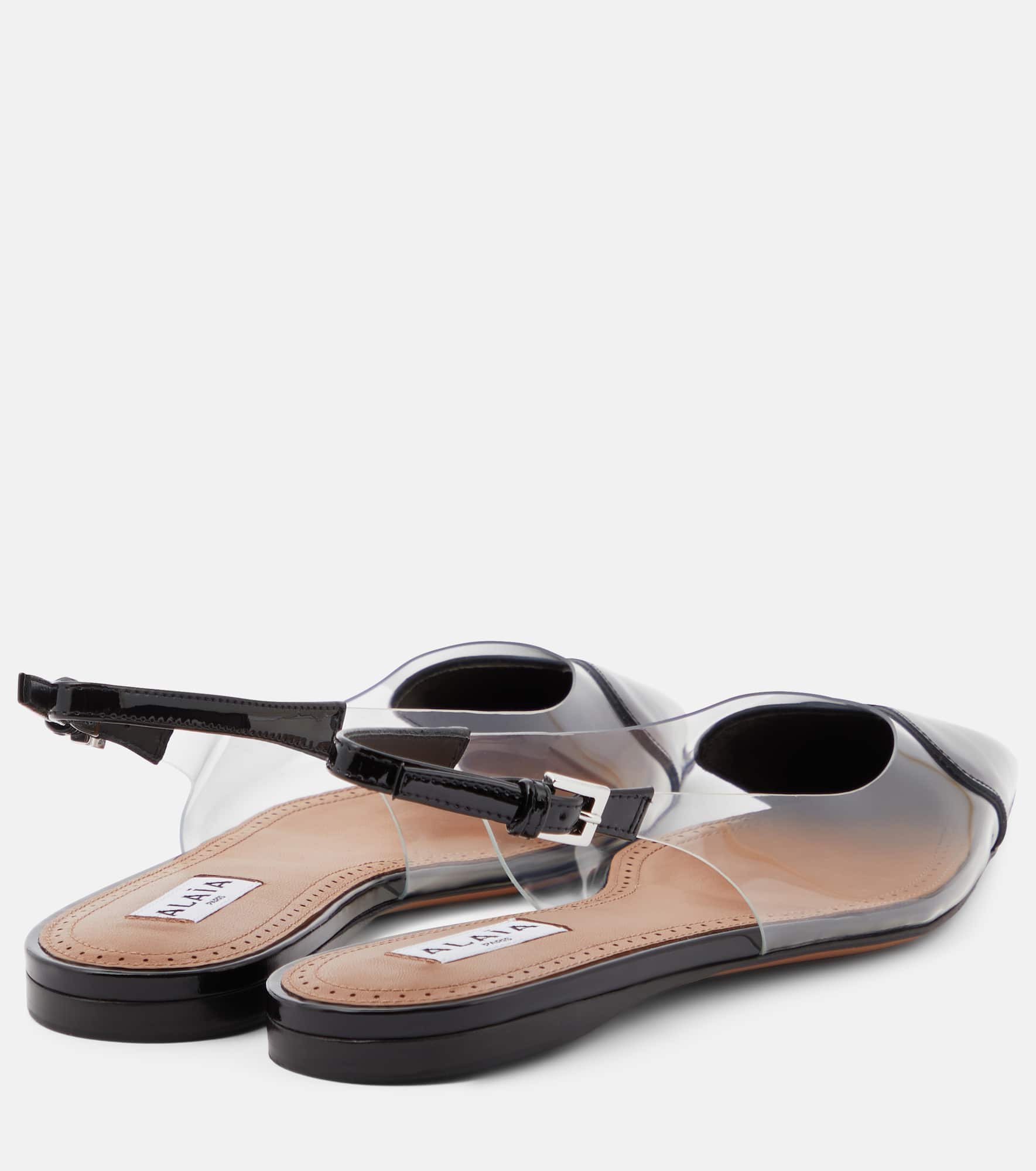 Le Cœur patent leather and PU slingback flats - 3