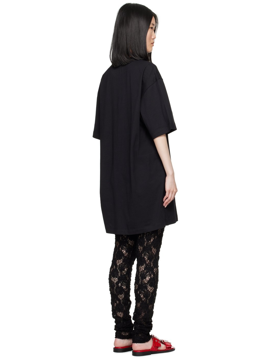 Black Brushstroke Logo Minidress - 3