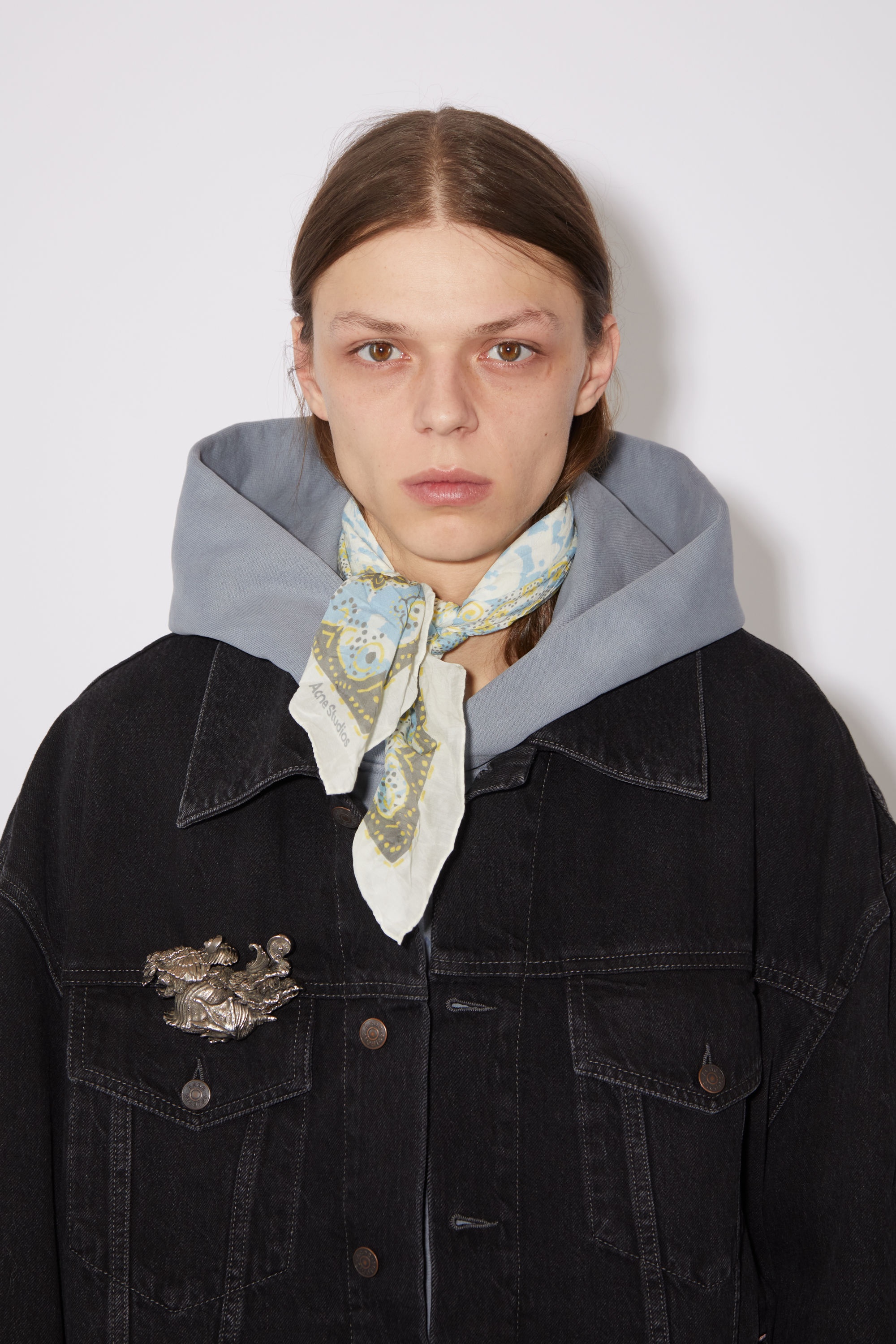 Cotton-silk scarf - White/light blue - 3