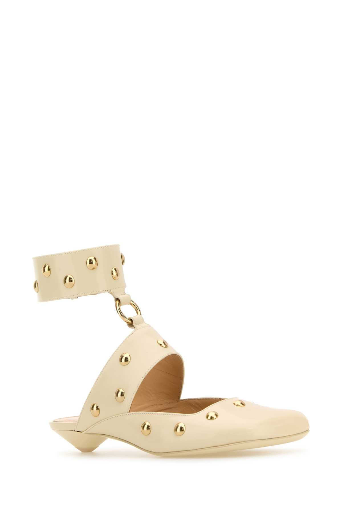 Chloe Women Ivory Leather Jade Sabot - 2