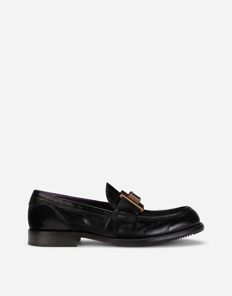 Mino calfskin loafers with branded plate - 1