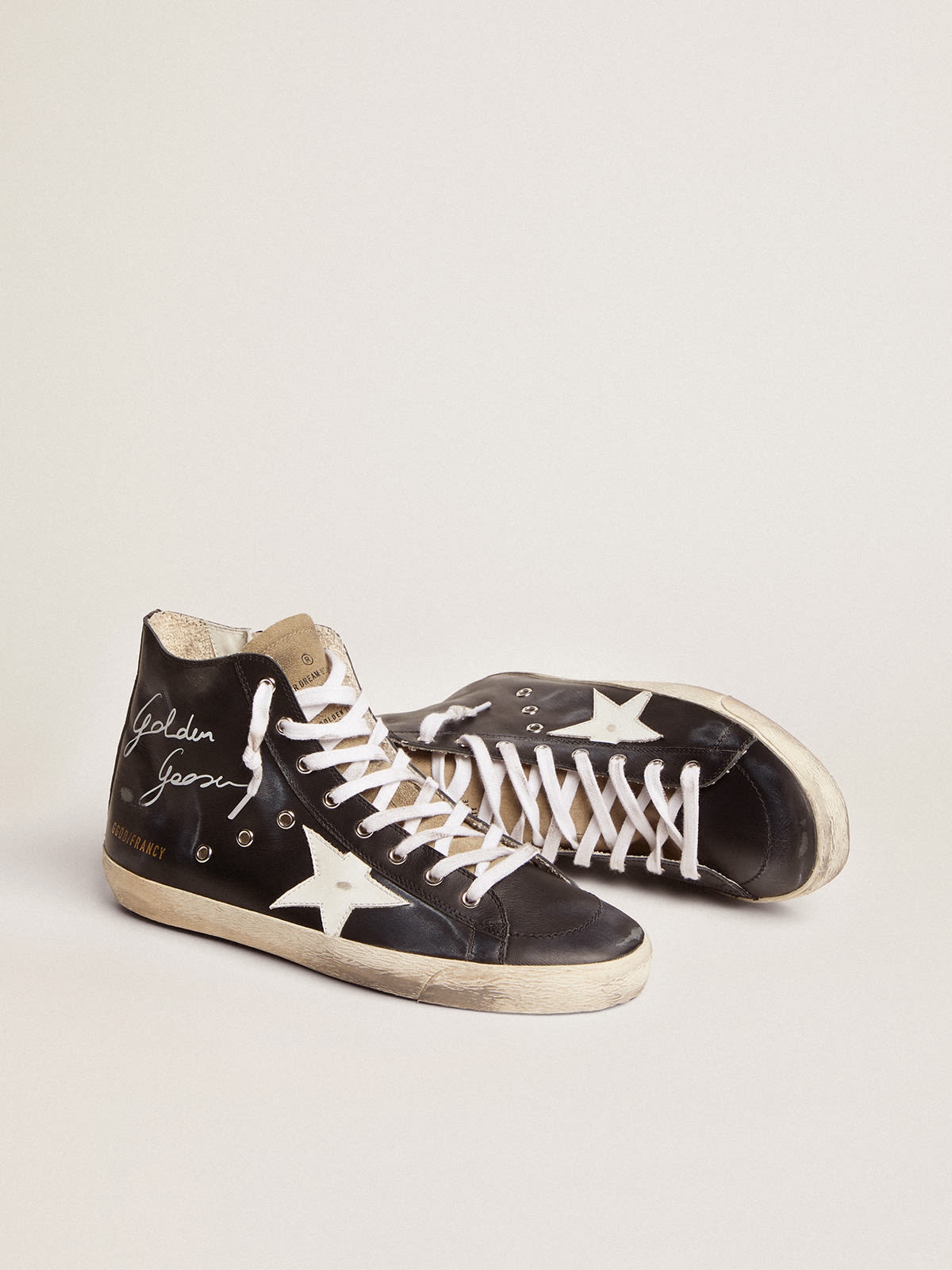 Men's Francy with black leather upper and white leather star - 2