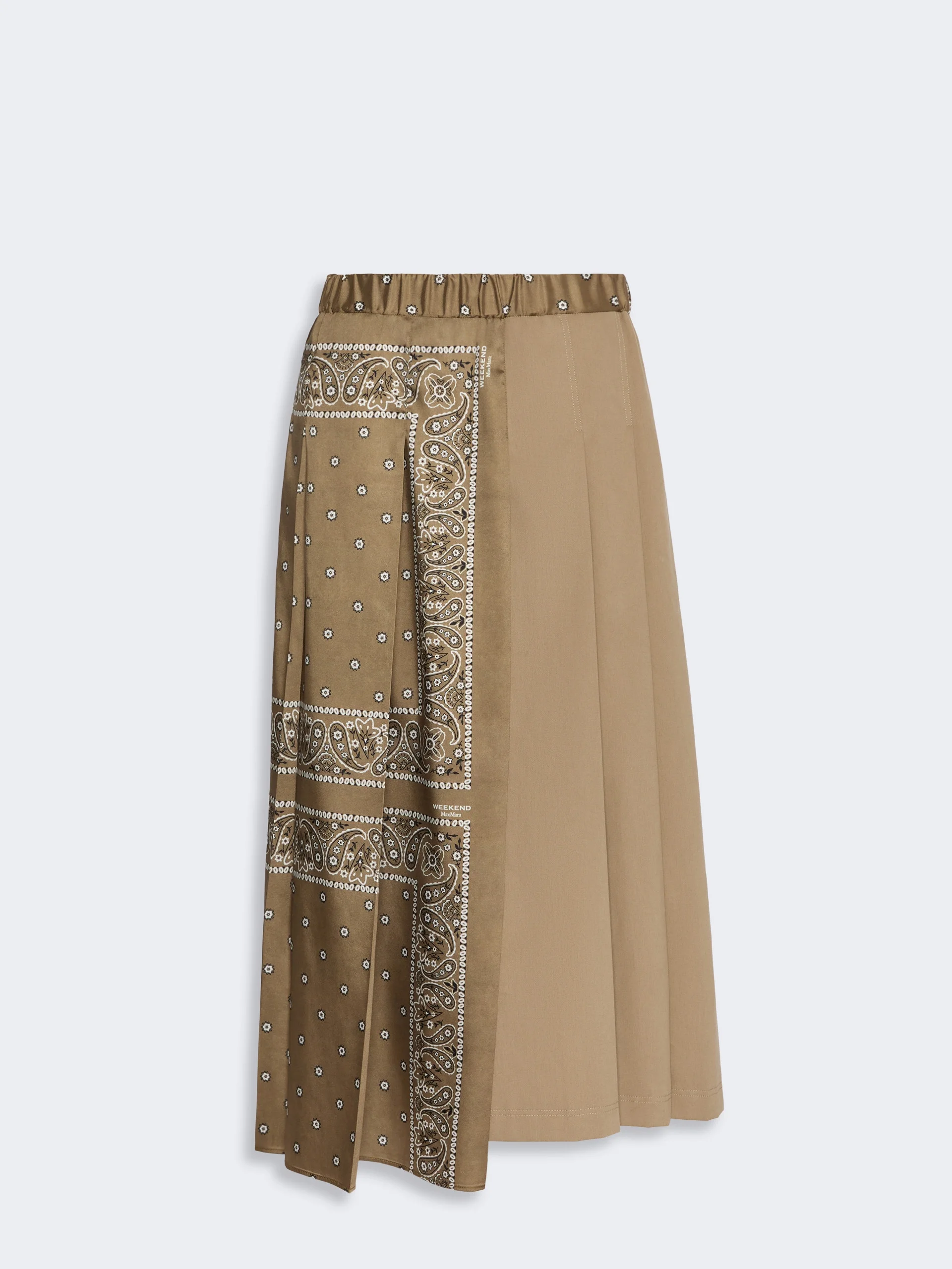 CECI Printed twill and cotton drill skirt - TOBACCO - 1