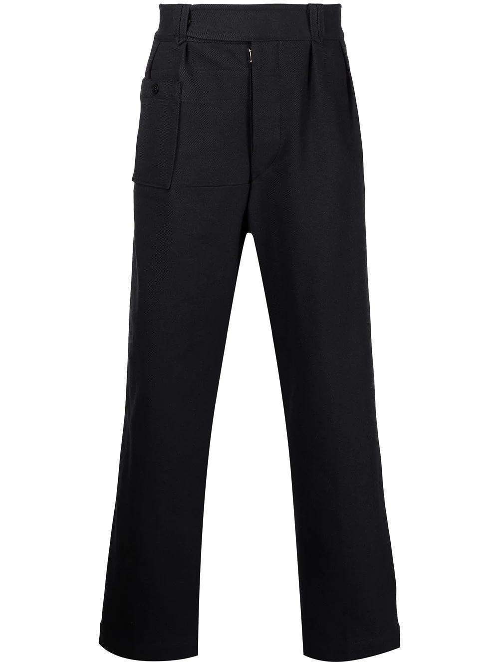 pleat-detail patch-pocket straight trousers - 1