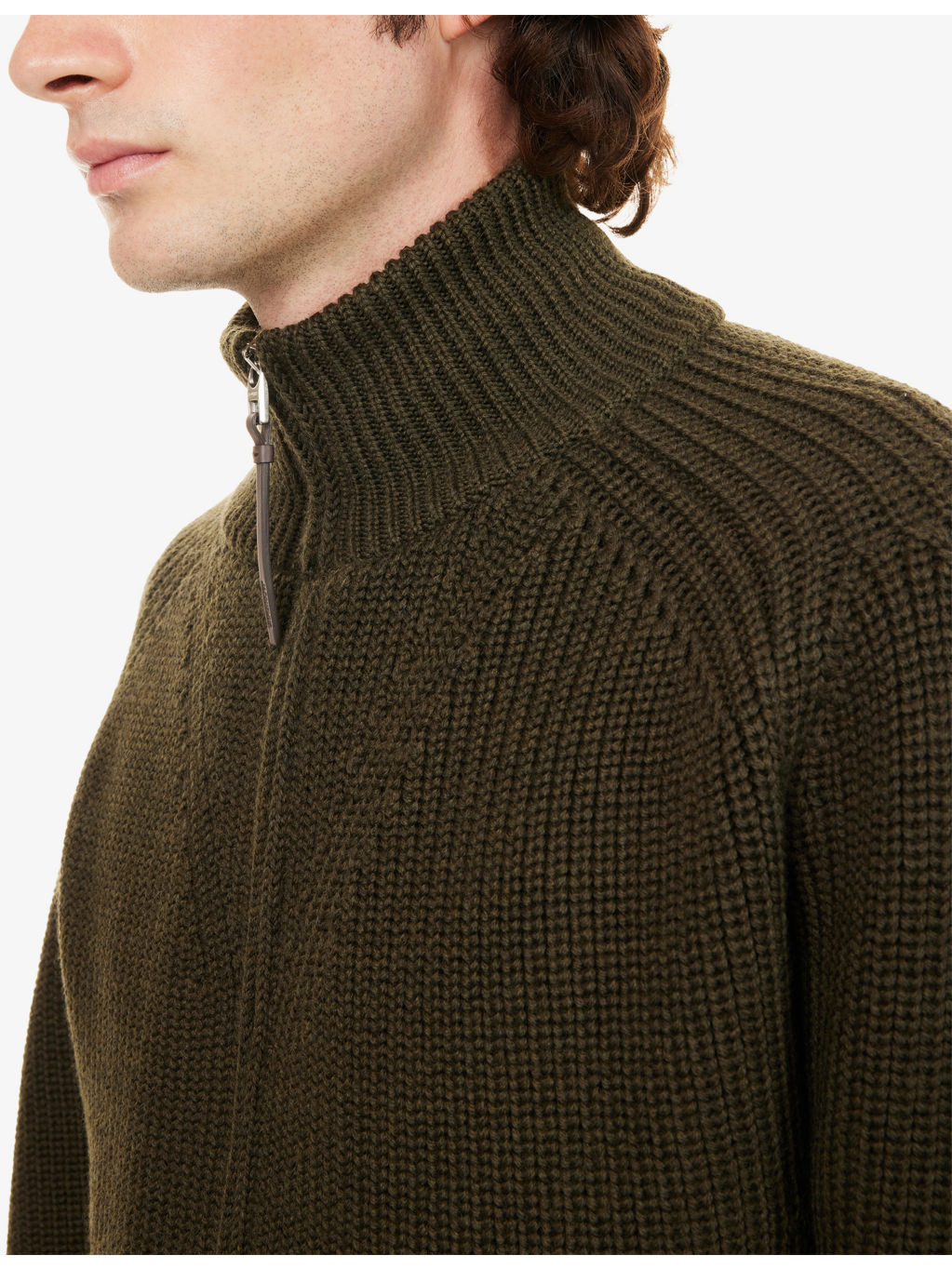 Funnel-Neck Ribbed Wool Cardigan - 5