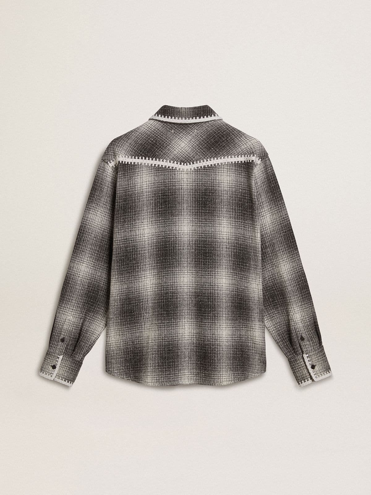 Men's gray shirt with white embroidery - 6