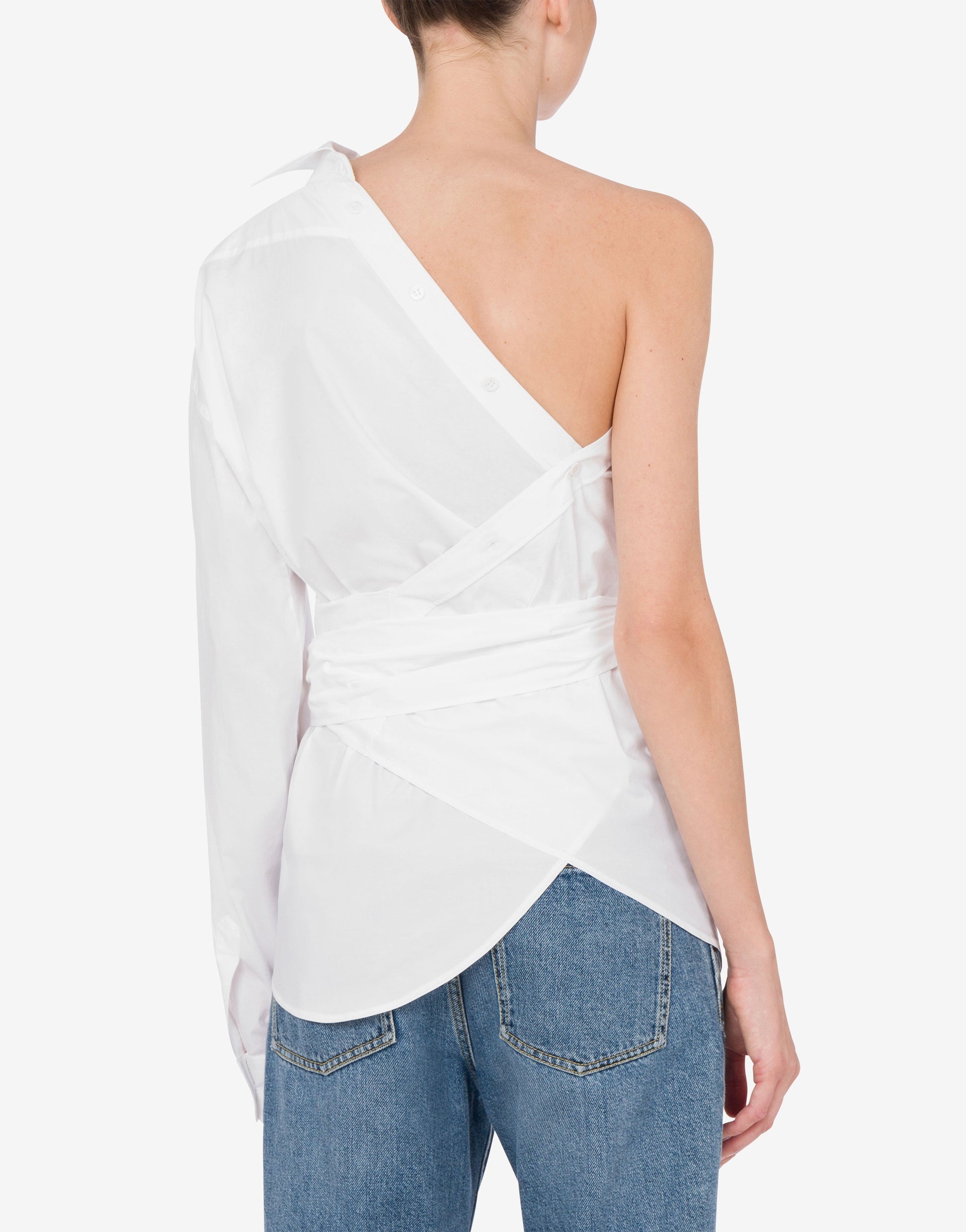 ONE-SHOULDER STRETCH POPLIN SHIRT - 2