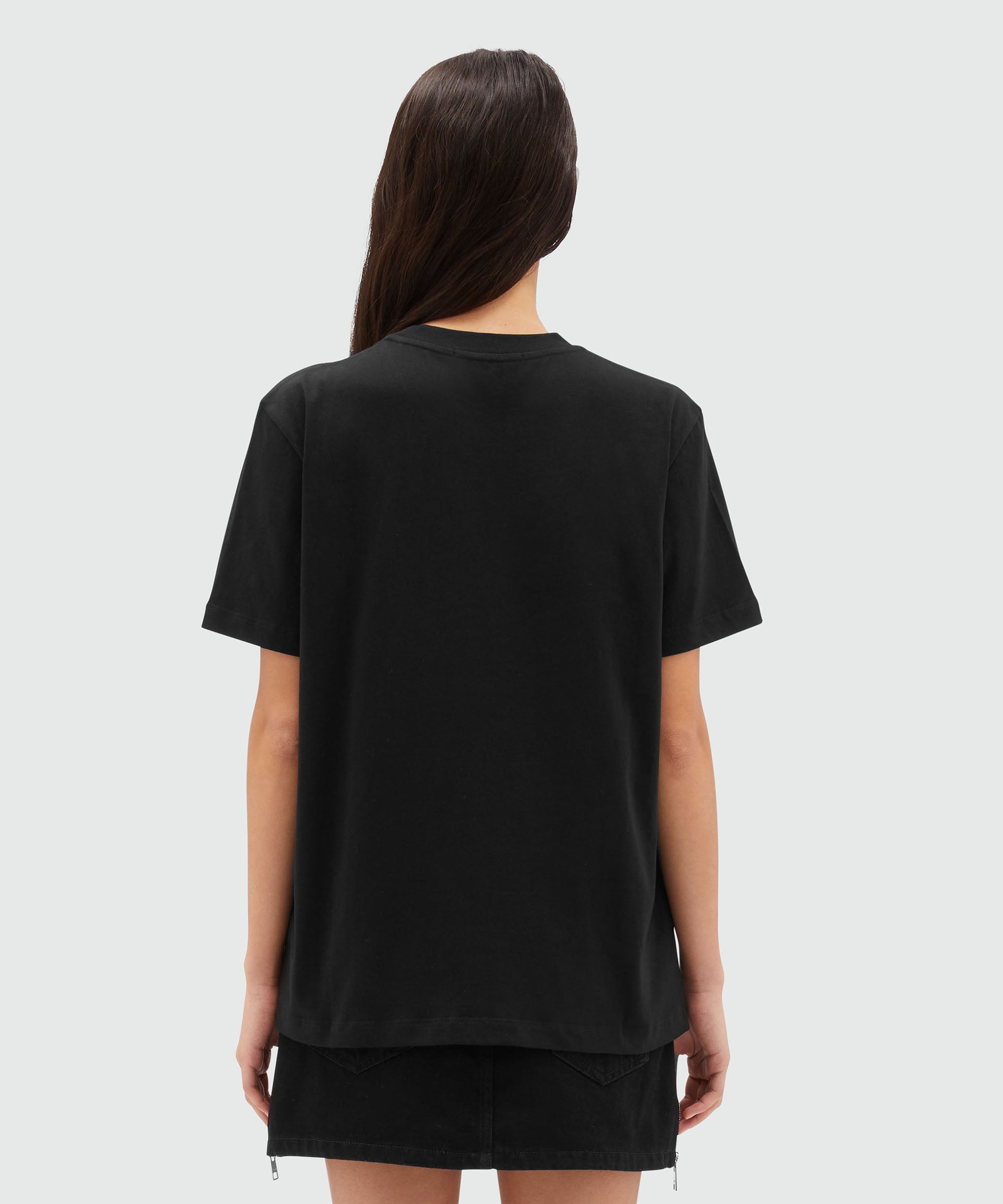 Black jersey T-shirt with embroidered cursive logo - 3