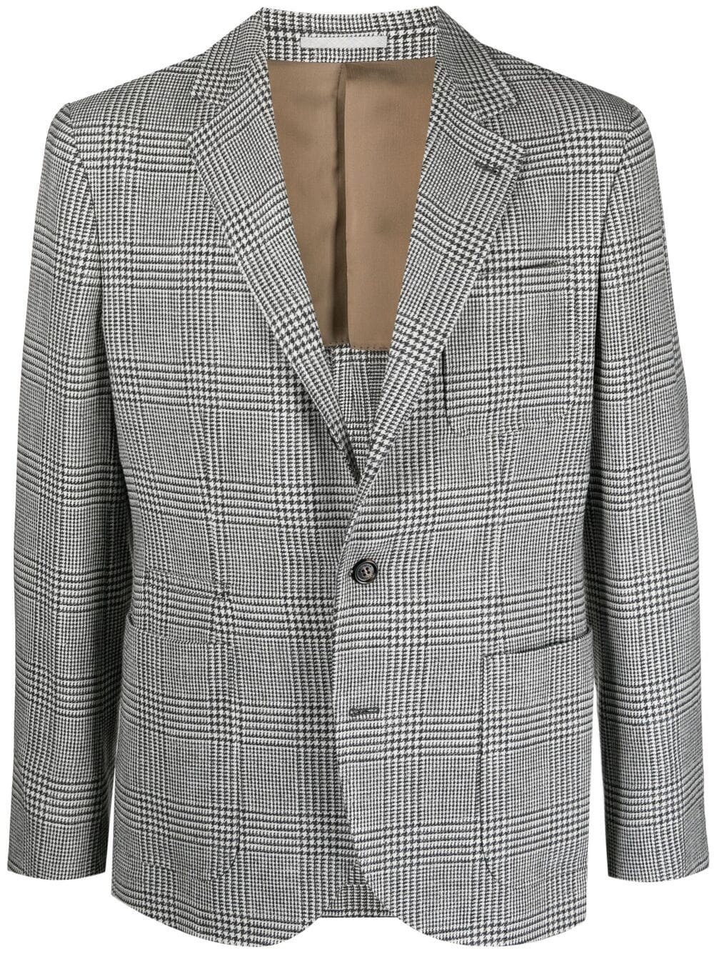 checked single-breasted blazer - 1