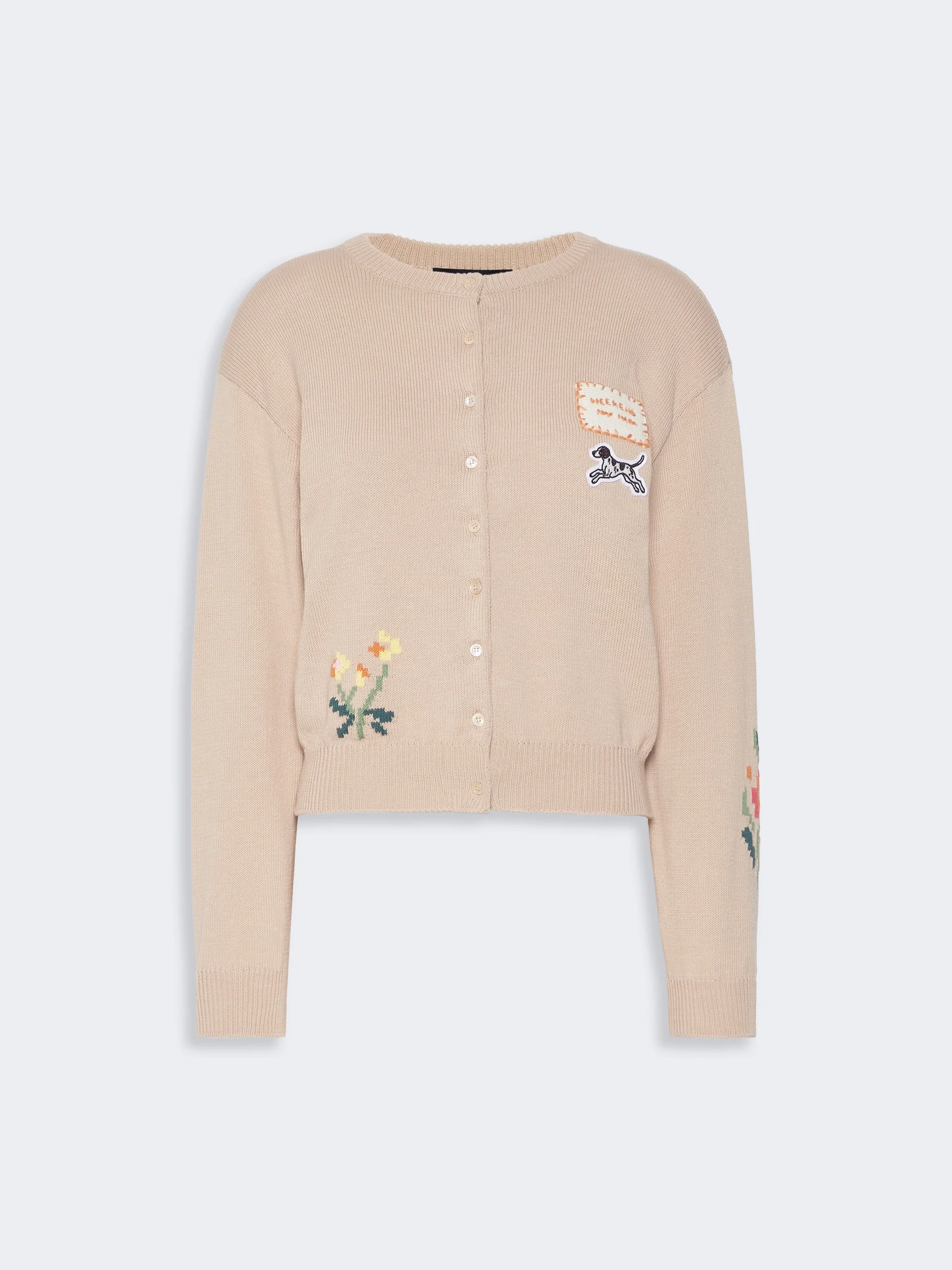 TEIERA Inlay-detail cotton yarn cardigan - SAND - 1