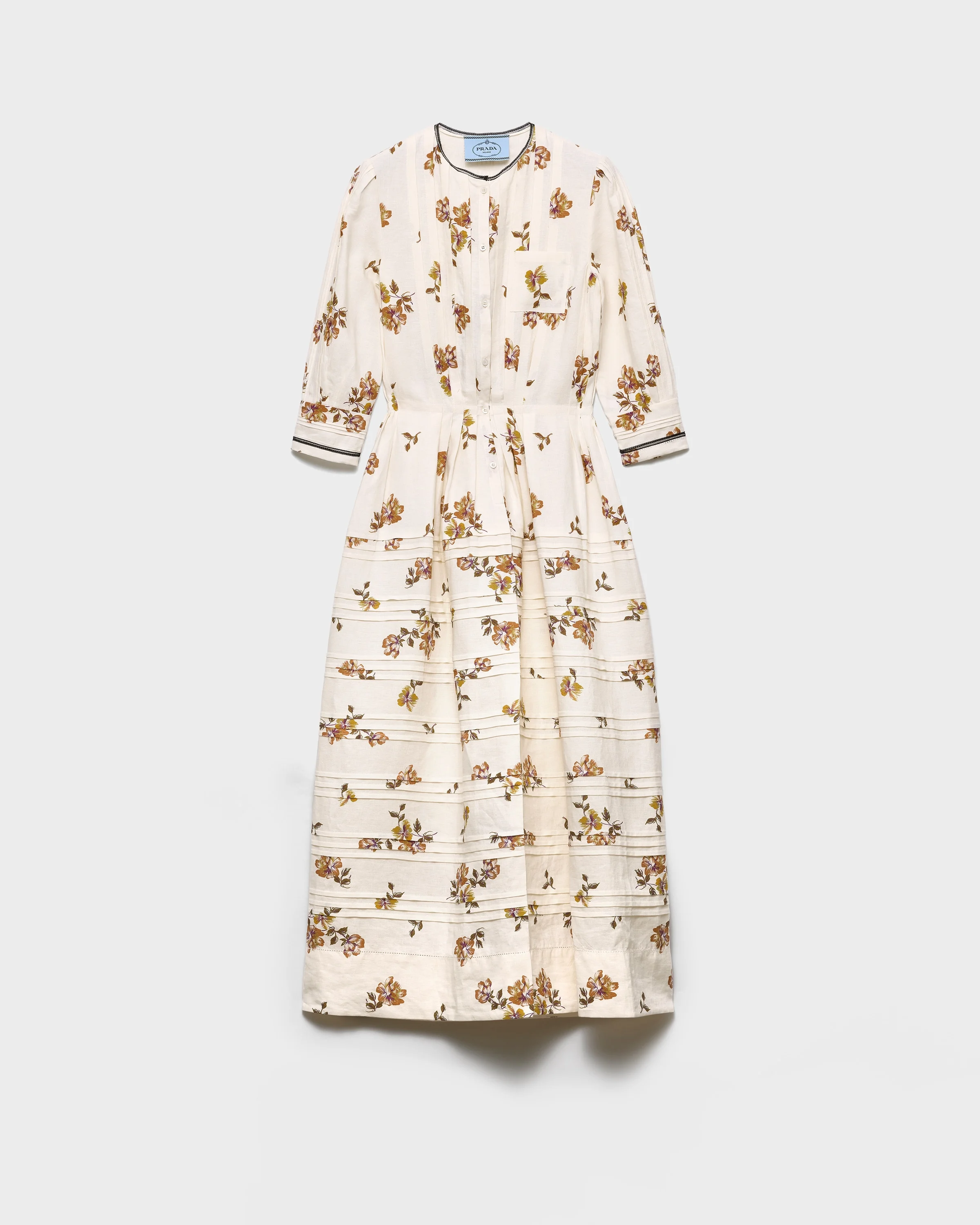 Long printed linen dress - 1