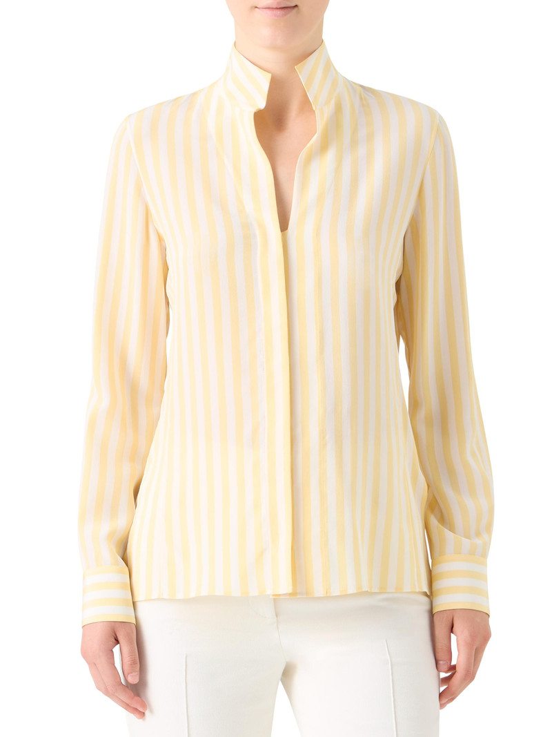 Women's Striped Silk Crêpe Blouse - Sun Ecru 3