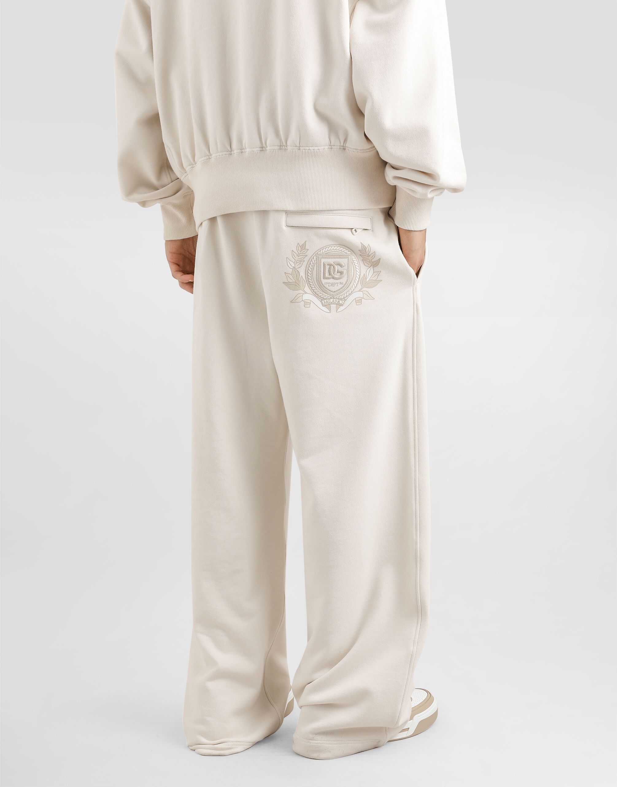 Stretch jersey jogging pants with embroidery - 5