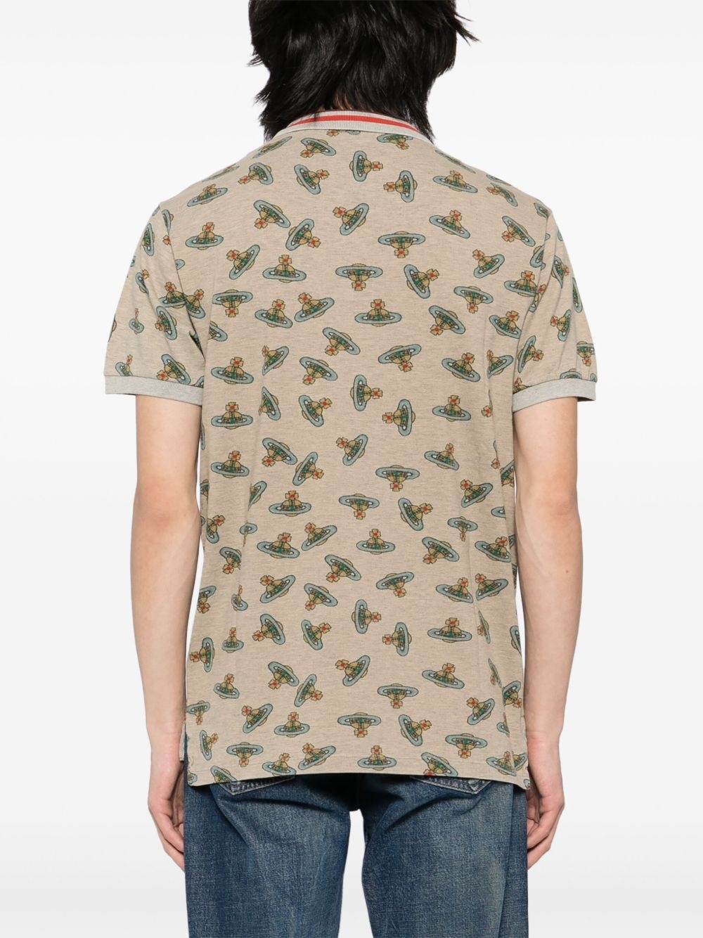 logo print polo shirt - 3