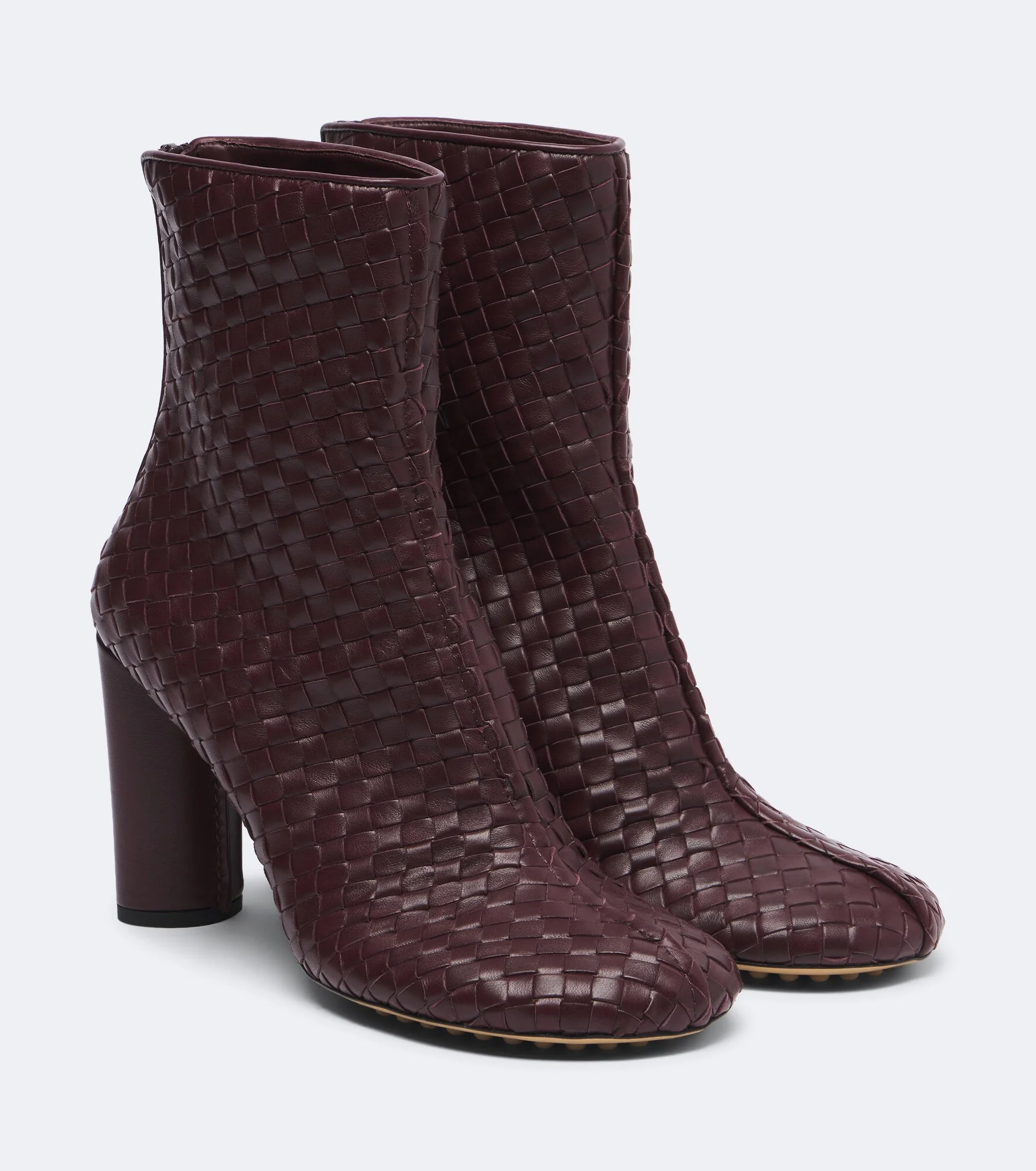 Cherry Intrecciato leather ankle boots - 1