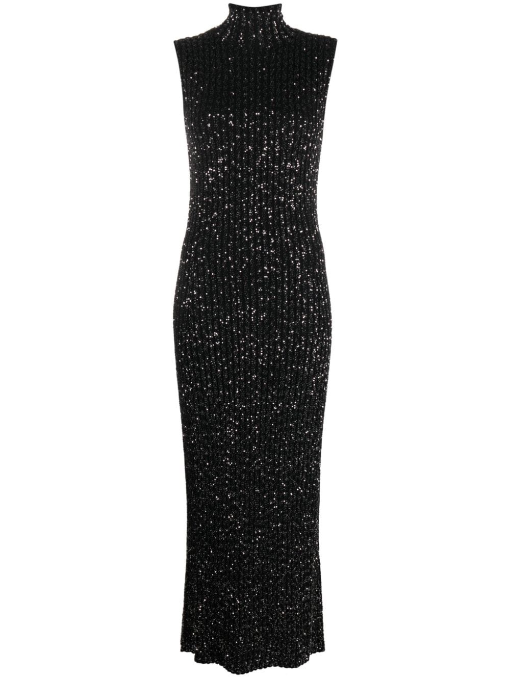 sequinned ribbed dress - 1