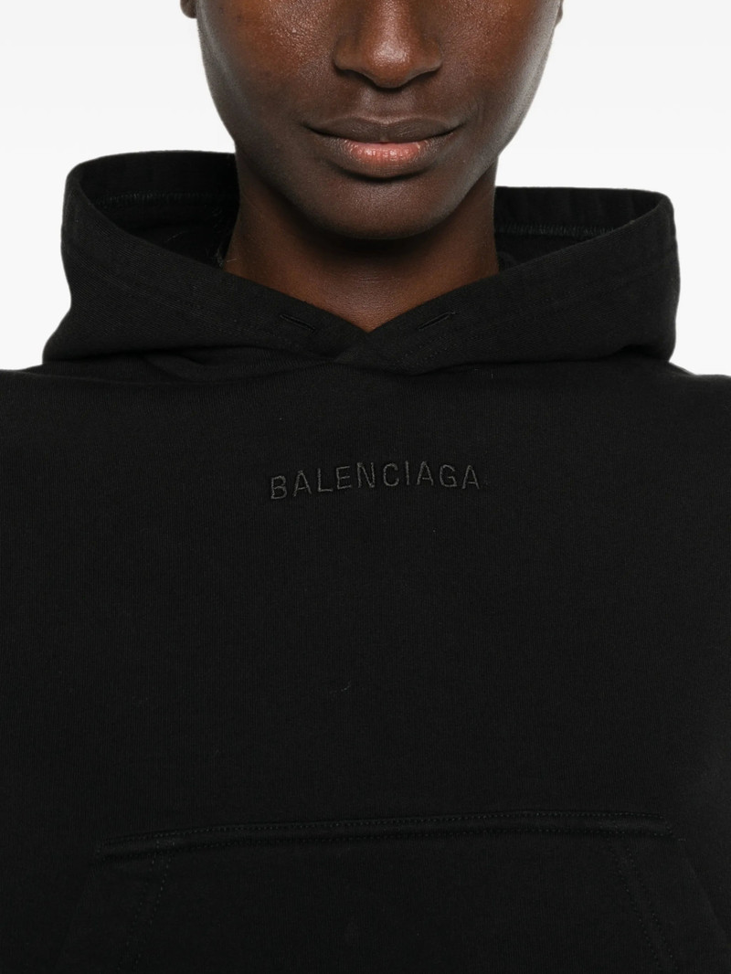 BALENCIAGA Balenciaga Asymmetric Embroidered-logo Hoodie outlook