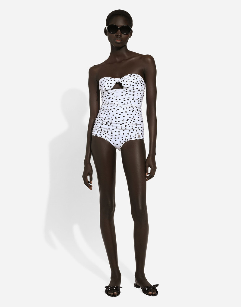 Dolce & Gabbana Polka-dot strapless one-piece swimsuit outlook