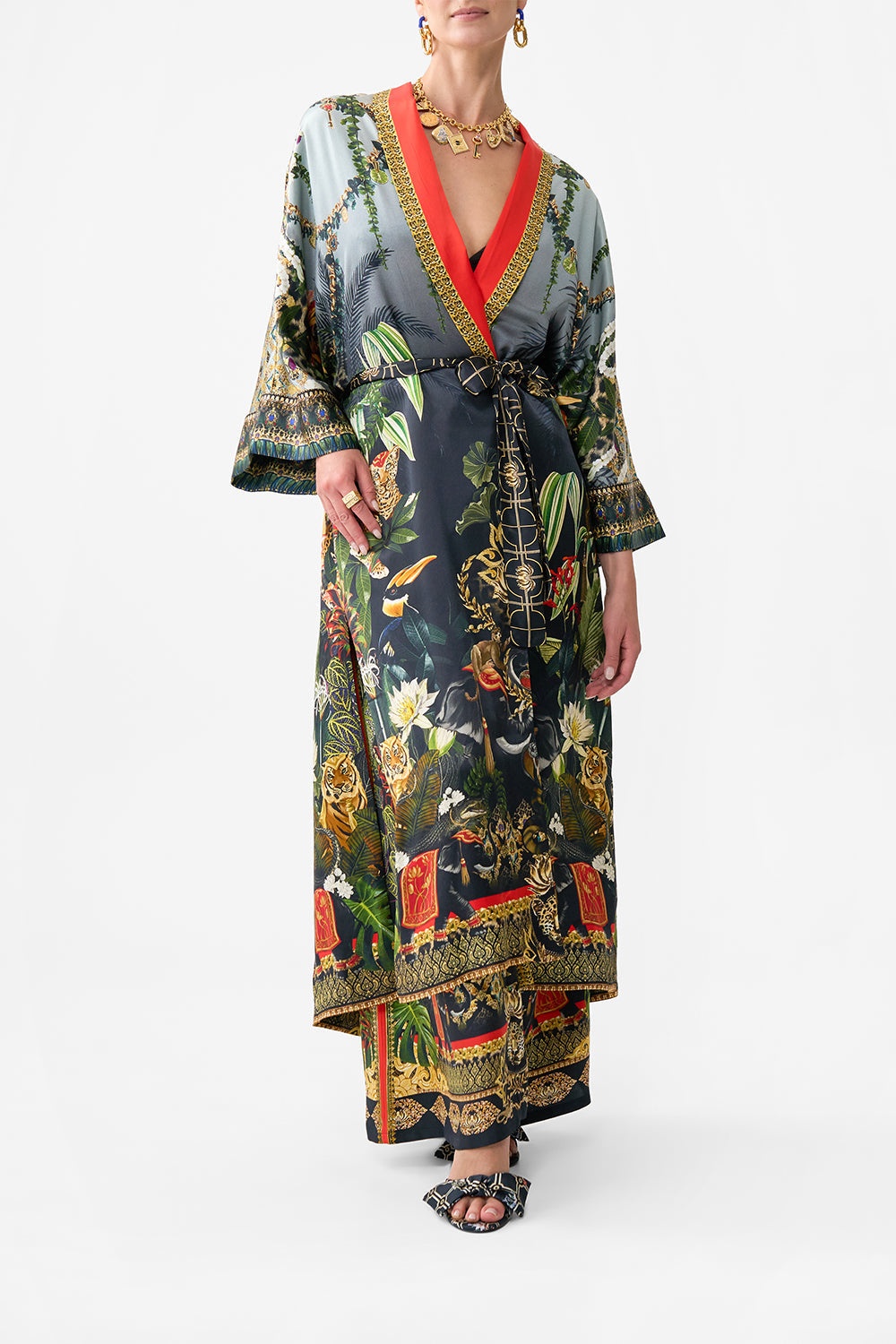 LONG ROBE WITH NARROW COLLAR - 6