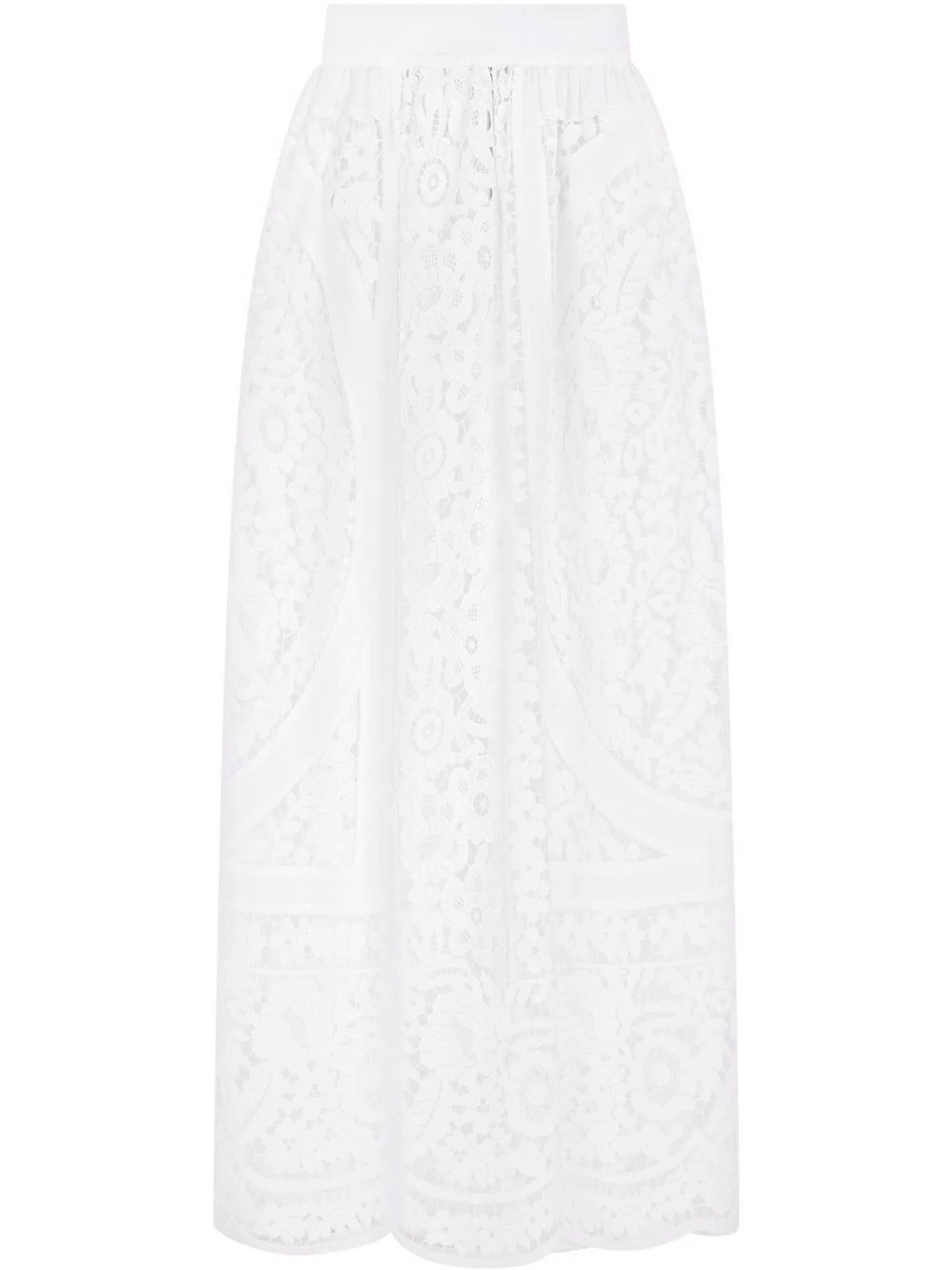 floral-lace embroidered high-waisted skirt - 1