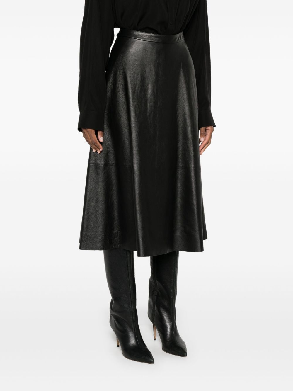 leather midi skirt - 3