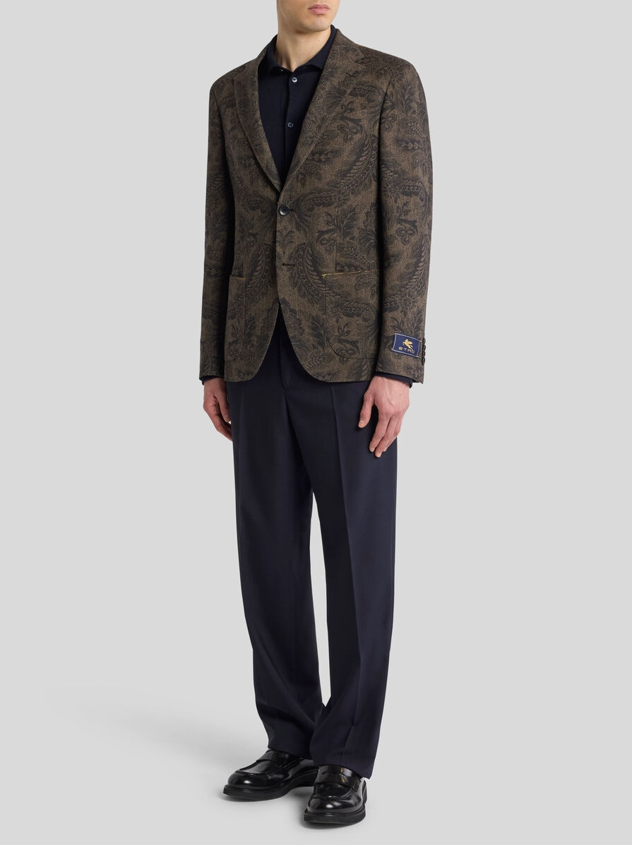 WOOL AND CASHMERE BLAZER WITH PLACED PRINT - 3