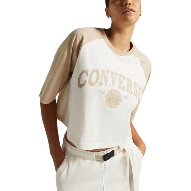 Converse (WMNS) 반대 Retro 주름을 잡은 T-Shirt 'Egret' 10026050-A02 outlook