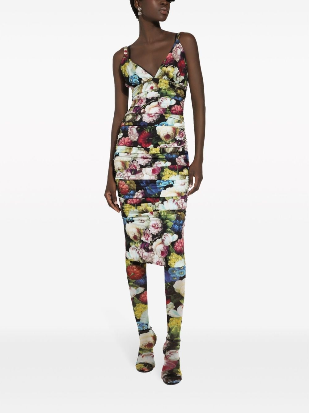 Dolce & Gabbana Flower Print Silk Midi Dress - 5