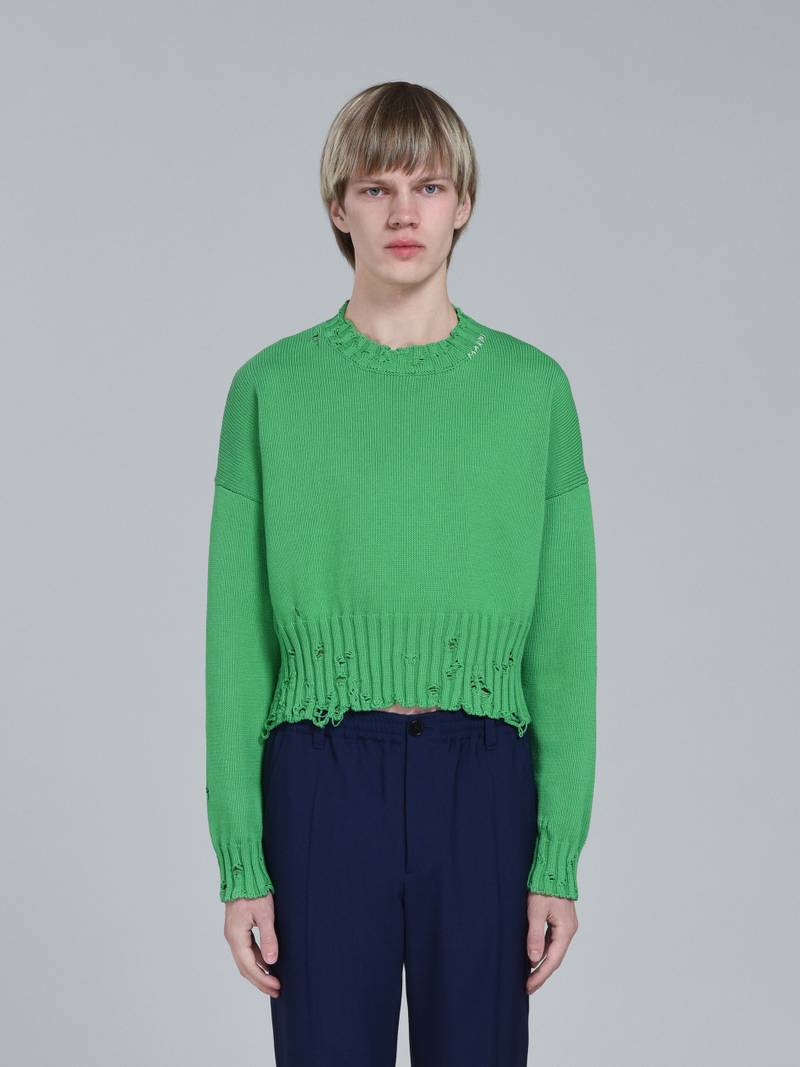 Marni GREEN COTTON CREWNECK SWEATER outlook