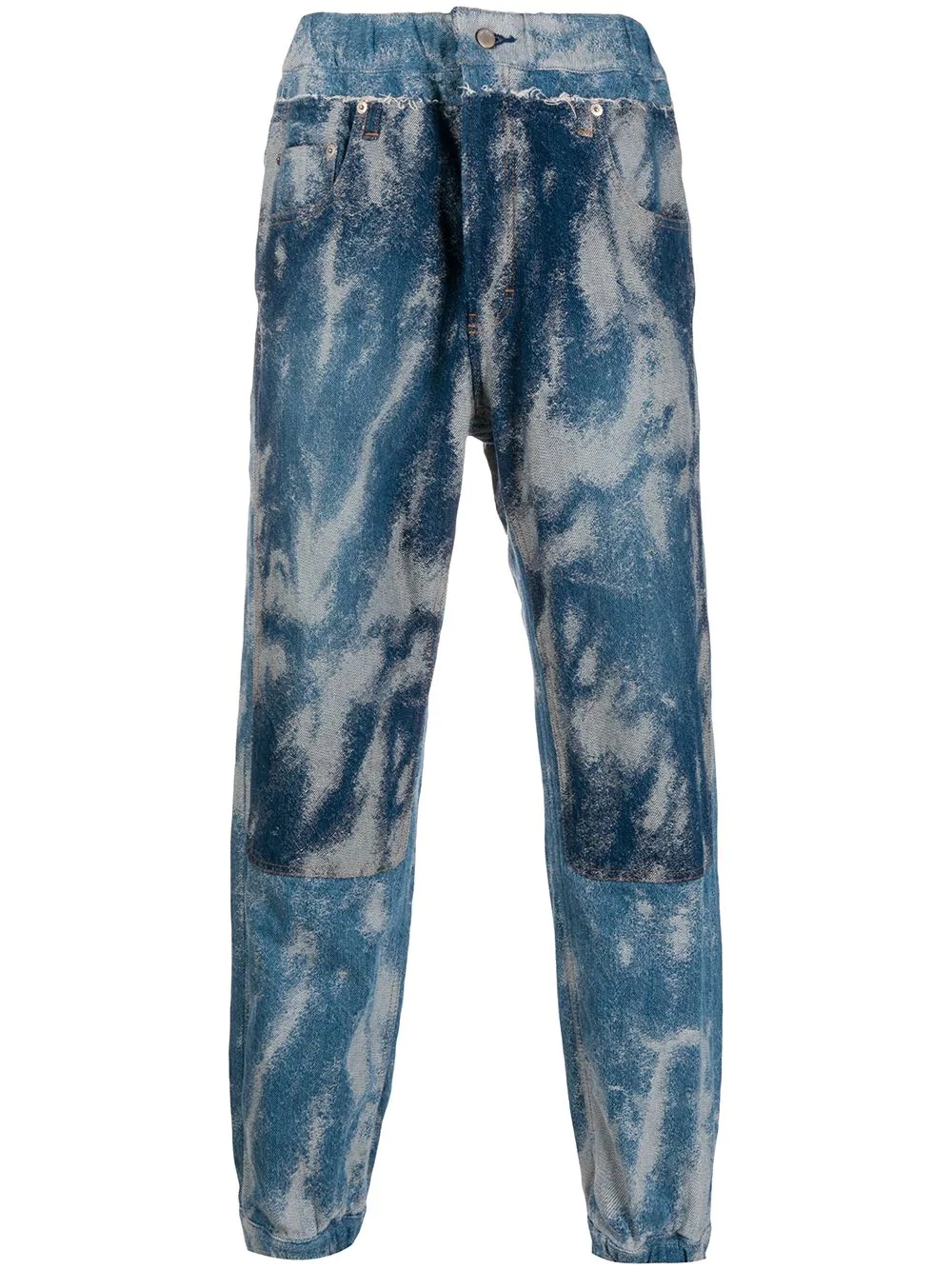 acid wash denim track pants - 1