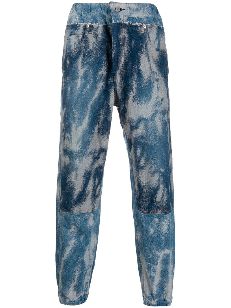 acid wash denim track pants 1