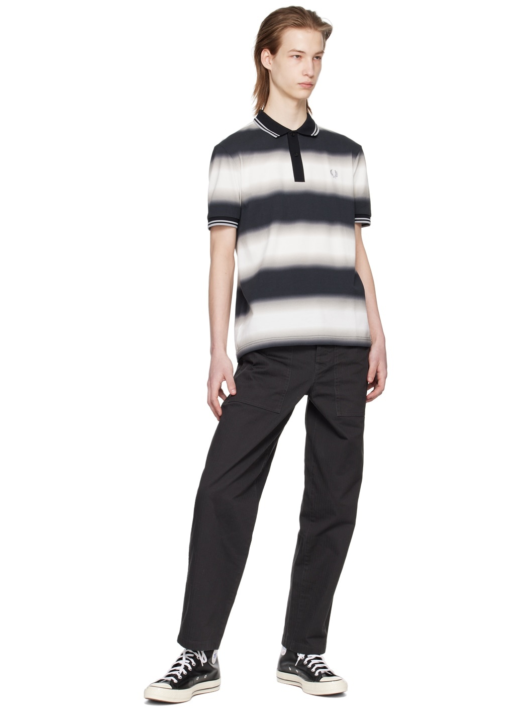 Black & White Striped Polo - 4