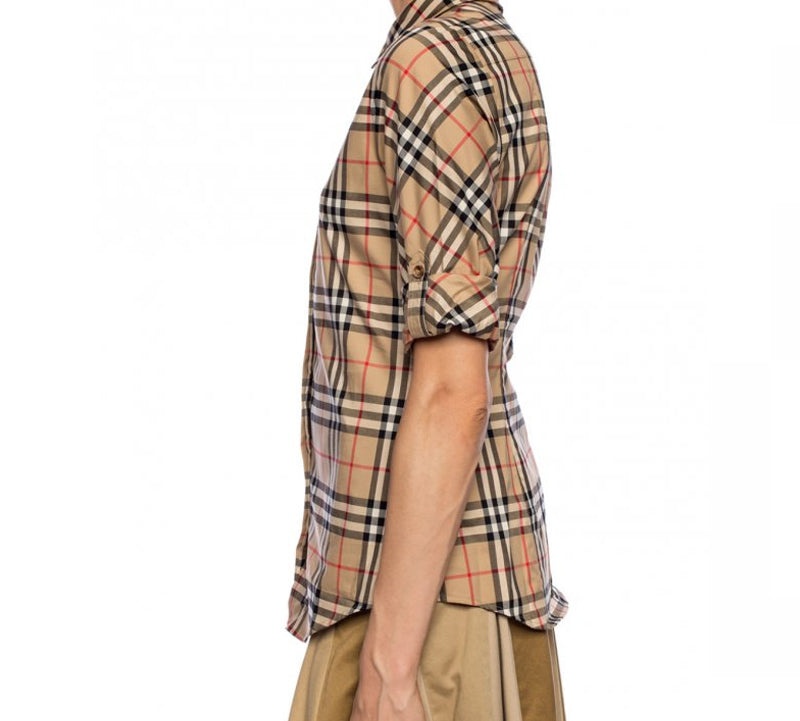 (WMNS) Burberry Vintage Check Stretch Cotton Twill ShirtPrice undefined 'Beige' 80184751 - 4