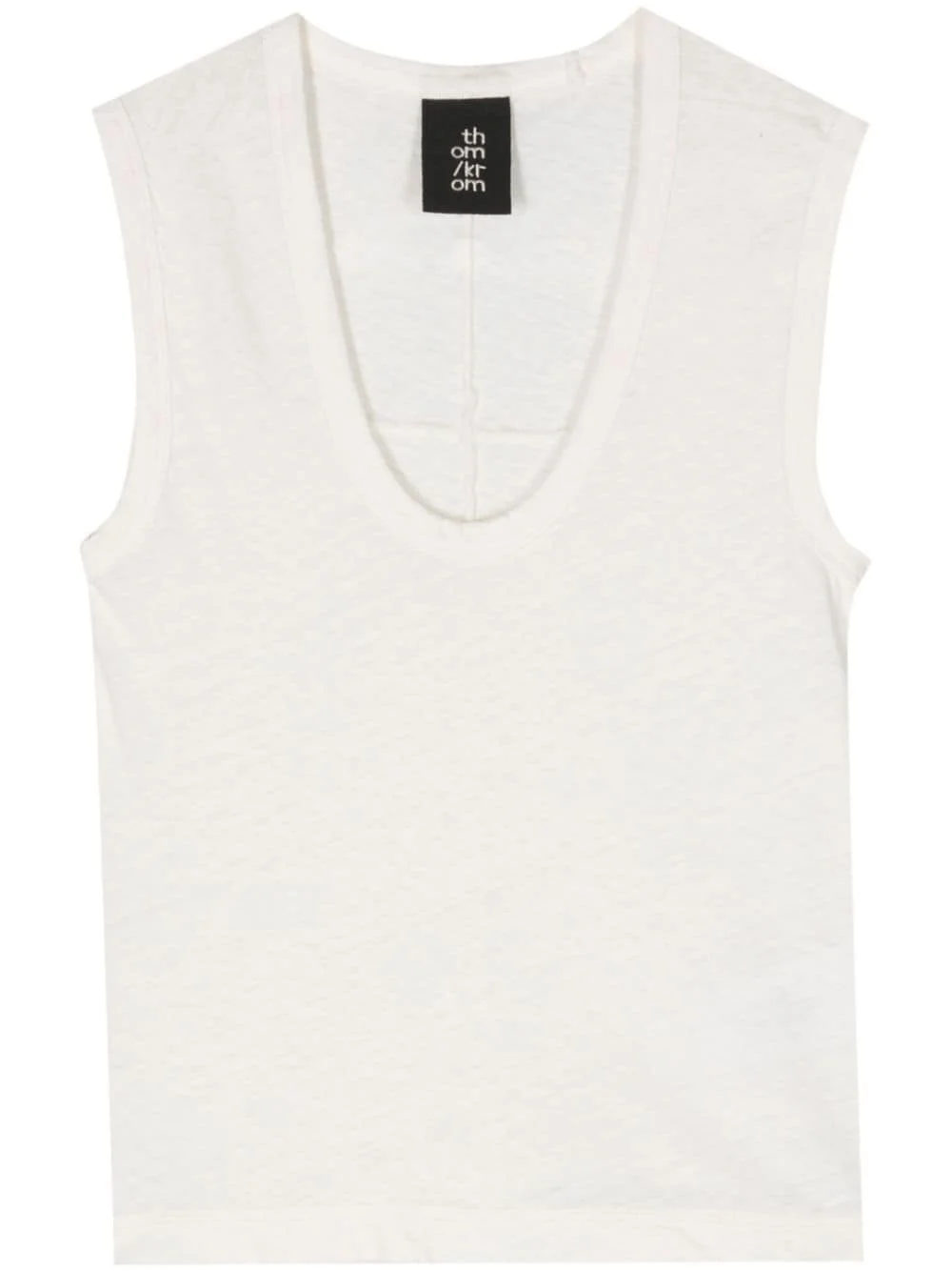 scoop-neck linen blend tank top - 1