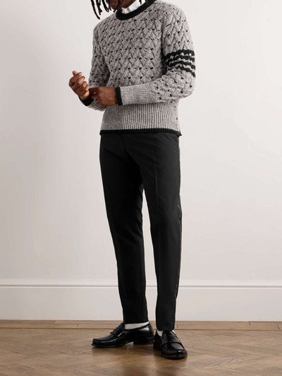 Thom Browne Slim-Fit Striped Cable-Knit Wool and Mohair-Blend Sweater outlook