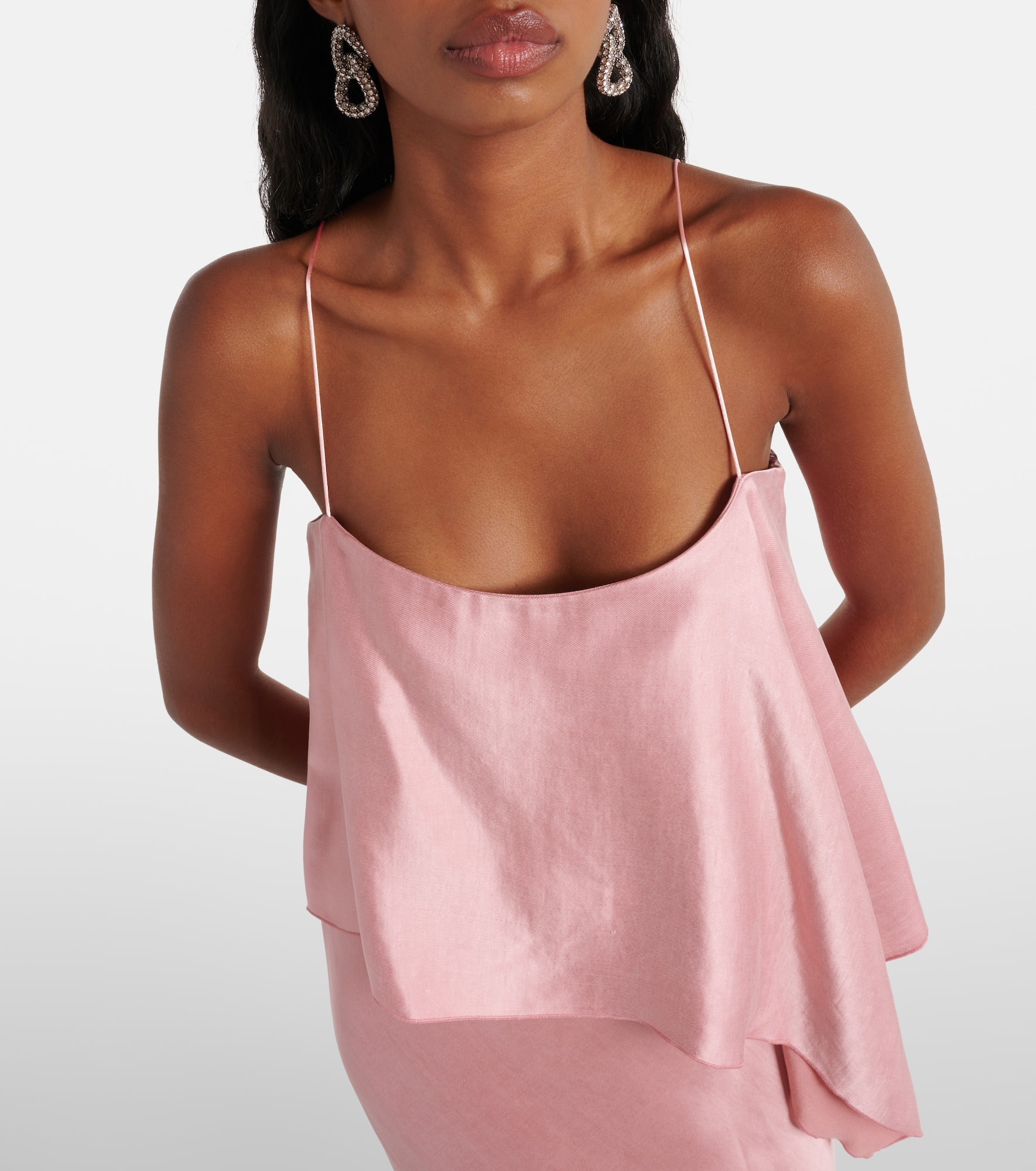 Slouchy Elegance asymmetric satin tank top - 4