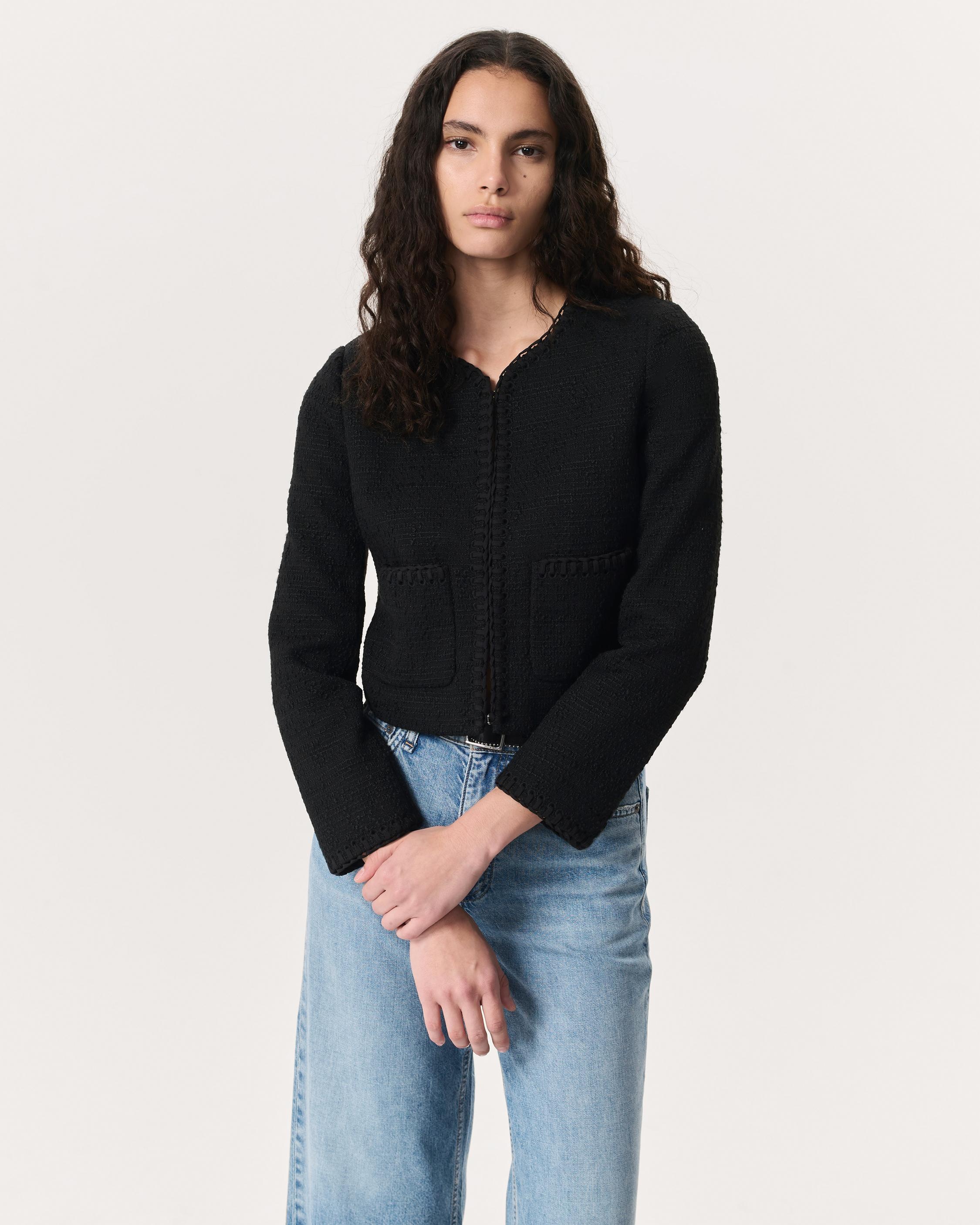 Cheyenne Whipstitch-Trimmed Tweed Lady Jacket - 2