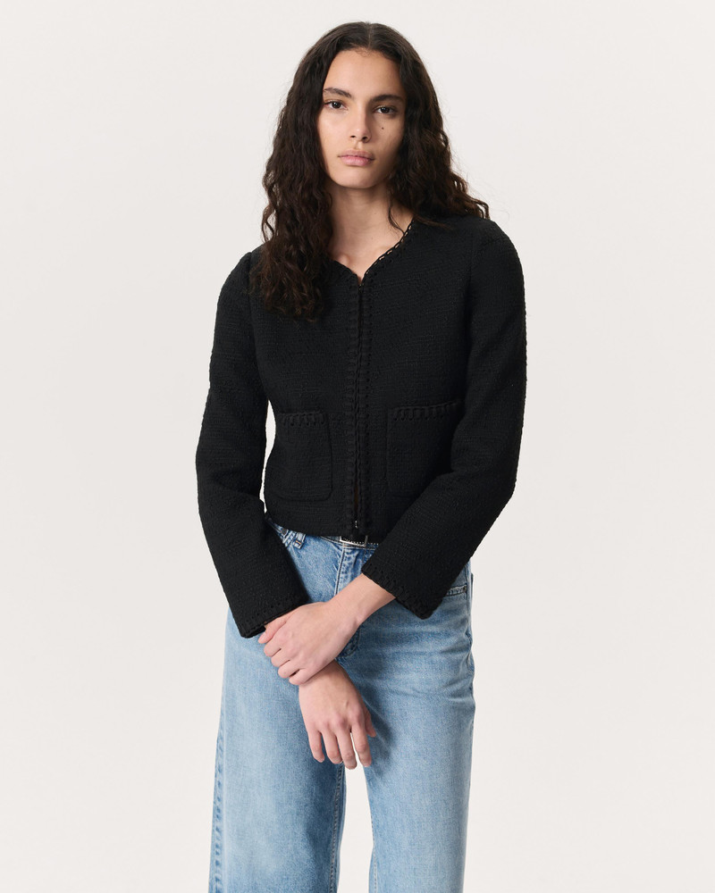 Cheyenne Whipstitch-Trimmed Tweed Lady Jacket 2